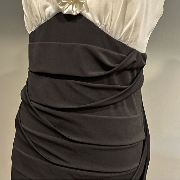 Elegant Black & White 3D Flowers Dress V-neck size 10 - Picture 5 of 12